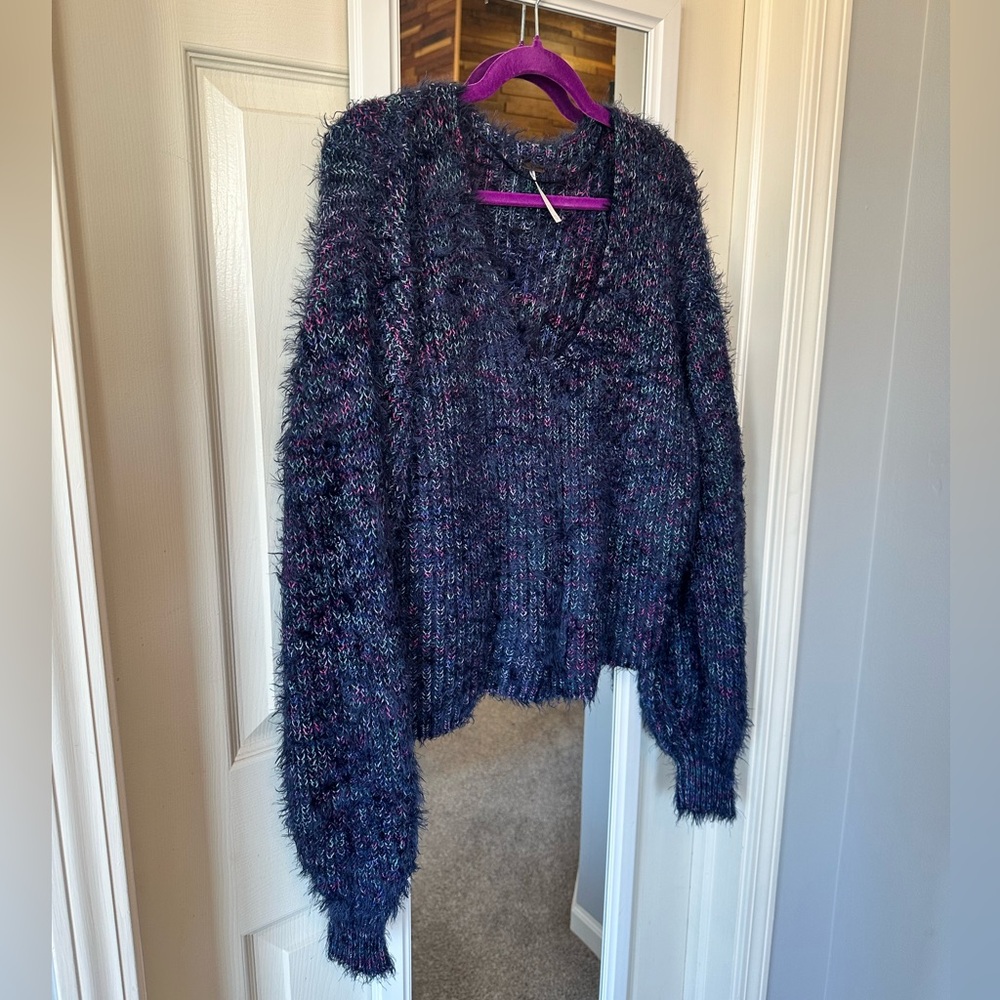 EUC💙Free People Gelato Sweater XS Oversized Blue - Picture 3 of 9